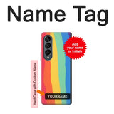 Samsung Galaxy Fold4 Hard Case Cute Vertical Watercolor Rainbow with custom name