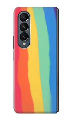 Samsung Galaxy Fold4 Hard Case Cute Vertical Watercolor Rainbow