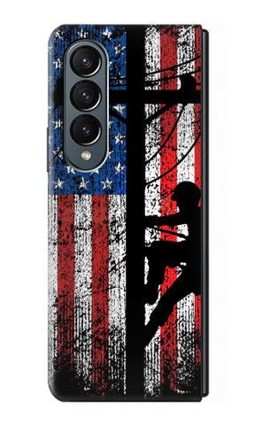 Samsung Galaxy Fold4 Hard Case Electrician Lineman American Flag