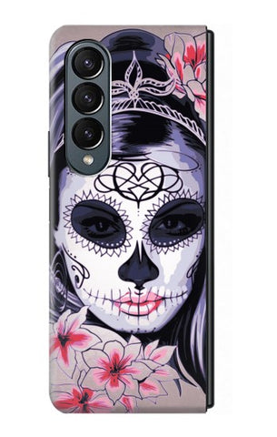 Samsung Galaxy Fold4 Hard Case Sugar Skull Steam Punk Girl Gothic