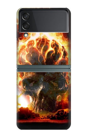 Samsung Galaxy Flip3 5G Hard Case Hell Fire Skull