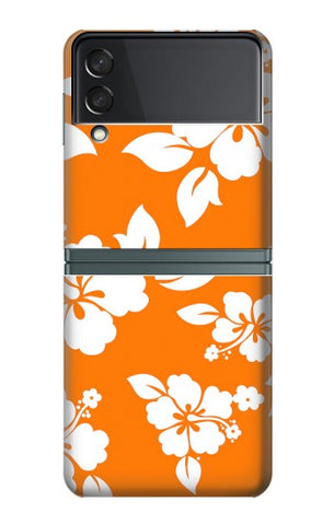 Samsung Galaxy Flip3 5G Hard Case Hawaiian Hibiscus Orange Pattern