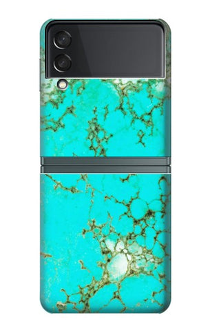 Samsung Galaxy Flip3 5G Hard Case Turquoise Gemstone Texture Graphic Printed