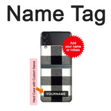 Samsung Galaxy Flip3 5G Hard Case Black and White Buffalo Check Pattern with custom name