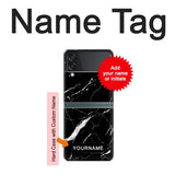 Samsung Galaxy Flip3 5G Hard Case Black Marble Graphic Printed with custom name