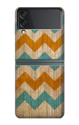 Samsung Galaxy Flip3 5G Hard Case Vintage Wood Chevron