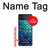 Samsung Galaxy Flip3 5G Hard Case Green Mermaid Fish Scale with custom name