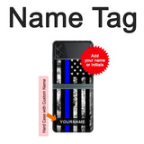 Samsung Galaxy Flip3 5G Hard Case Thin Blue Line USA with custom name