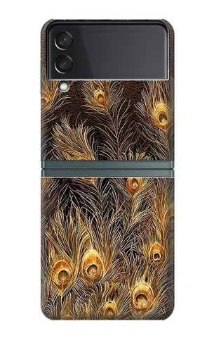 Samsung Galaxy Flip3 5G Hard Case Gold Peacock Feather