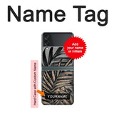 Samsung Galaxy Flip3 5G Hard Case Gray Black Palm Leaves with custom name