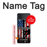 Samsung Galaxy Flip4 Hard Case Electrician Lineman American Flag with custom name