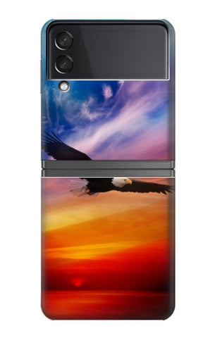Samsung Galaxy Flip4 Hard Case Bald Eagle Flying Colorful Sky