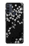Motorola Moto G50 Hard Case Japanese Style Black Flower Pattern