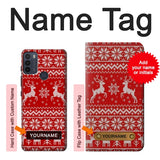 Motorola Moto G50 Hard Case Christmas Reindeer Knitted Pattern with custom name