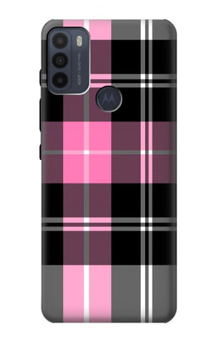 Motorola Moto G50 Hard Case Pink Plaid Pattern