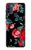 Motorola Moto G50 Hard Case Rose Floral Pattern Black