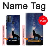 Motorola Moto G50 Hard Case Wolf Howling Million Star with custom name