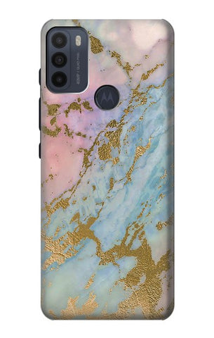 Motorola Moto G50 Hard Case Rose Gold Blue Pastel Marble Graphic Printed