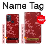 Motorola Moto G50 Hard Case Red Floral Cherry blossom Pattern with custom name