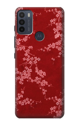 Motorola Moto G50 Hard Case Red Floral Cherry blossom Pattern