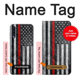 Samsung Galaxy A50, A50s Hard Case Firefighter Thin Red Line American Flag with custom name