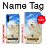 Samsung Galaxy A50, A50s Hard Case Arctic Polar Bear in Love with Seal Paint with custom name