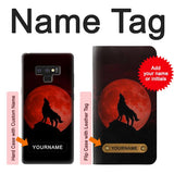 Samsung Galaxy Note9 Hard Case Wolf Howling Red Moon with custom name