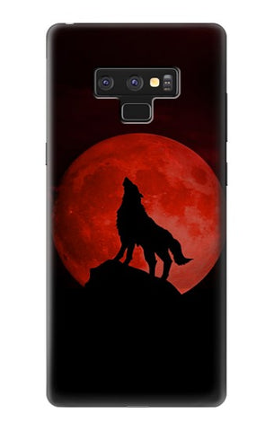 Samsung Galaxy Note9 Hard Case Wolf Howling Red Moon