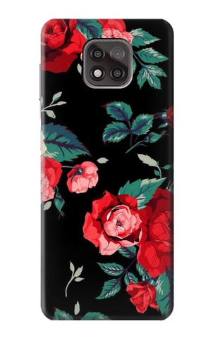 Motorola Moto G Power (2021) Hard Case Rose Floral Pattern Black