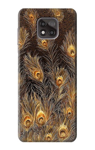 Motorola Moto G Power (2021) Hard Case Gold Peacock Feather