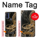 Motorola G Pure Hard Case Gold Dragon with custom name