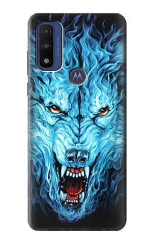 Motorola G Pure Hard Case Blue Fire Grim Wolf