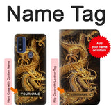 Motorola G Pure Hard Case Chinese Gold Dragon Printed with custom name