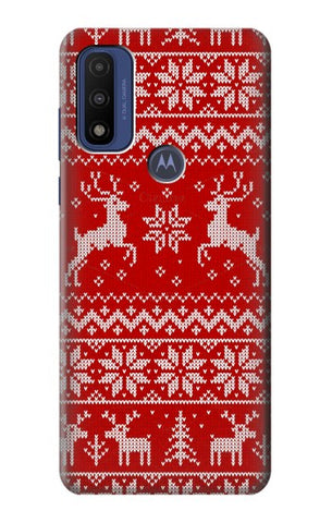 Motorola G Pure Hard Case Christmas Reindeer Knitted Pattern