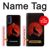 Motorola G Pure Hard Case Wolf Howling Red Moon with custom name