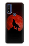 Motorola G Pure Hard Case Wolf Howling Red Moon