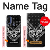 Motorola G Pure Hard Case Bandana Black Pattern with custom name