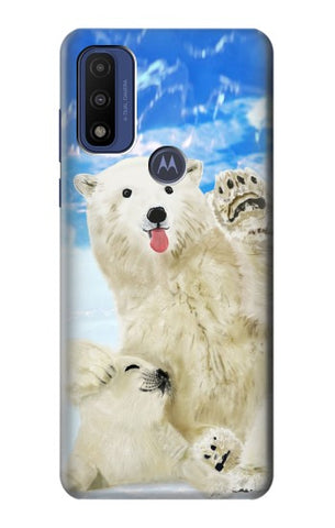 Motorola G Pure Hard Case Arctic Polar Bear in Love with Seal Paint