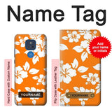 Motorola Moto G Play (2021) Hard Case Hawaiian Hibiscus Orange Pattern with custom name