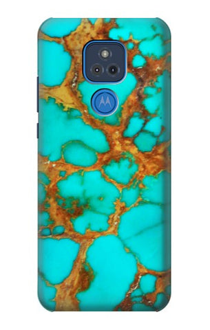 Motorola Moto G Play (2021) Hard Case Aqua Copper Turquoise Gems