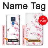 Motorola Moto G Play (2021) Hard Case Pink Cherry Blossom Spring Flower with custom name