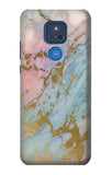 Motorola Moto G Play (2021) Hard Case Rose Gold Blue Pastel Marble Graphic Printed