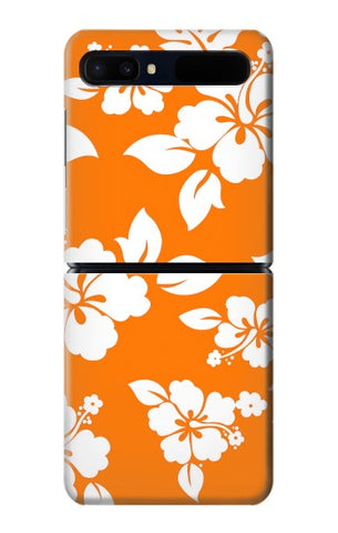 Samsung Galaxy Flip 5G Hard Case Hawaiian Hibiscus Orange Pattern