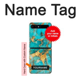 Samsung Galaxy Galaxy Z Flip 5G Hard Case Aqua Turquoise Stone with custom name