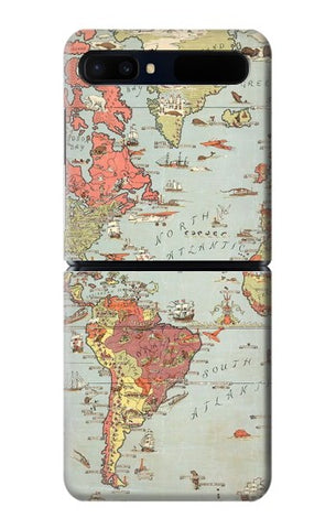 Samsung Galaxy Flip 5G Hard Case Vintage World Map