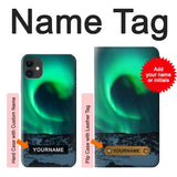 iPhone 11 Hard Case Aurora Northern Light with custom name