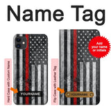 iPhone 11 Hard Case Firefighter Thin Red Line American Flag with custom name