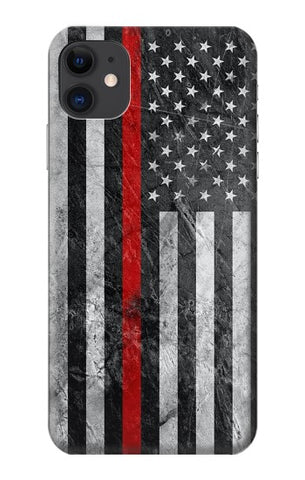 iPhone 11 Hard Case Firefighter Thin Red Line American Flag