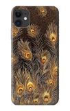 iPhone 11 Hard Case Gold Peacock Feather