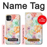 iPhone 11 Hard Case Pastel Floral Flower with custom name